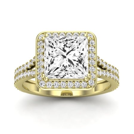 Tea Rose Moissanite Matching Band Only (does Not Include Engagement Ring) For Ring With Princess Center yellowgold