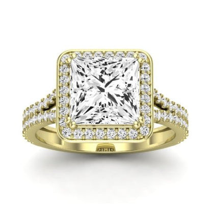 Tea Rose Moissanite Matching Band Only (does Not Include Engagement Ring) For Ring With Princess Center yellowgold