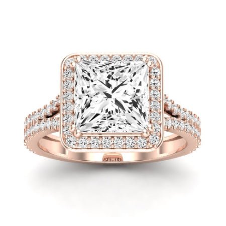 Tea Rose Moissanite Matching Band Only (does Not Include Engagement Ring) For Ring With Princess Center rosegold