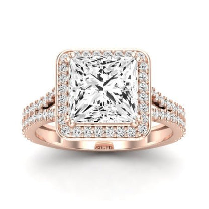 Tea Rose Moissanite Matching Band Only (does Not Include Engagement Ring) For Ring With Princess Center rosegold