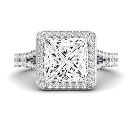 Tea Rose Moissanite Matching Band Only (does Not Include Engagement Ring) For Ring With Princess Center whitegold
