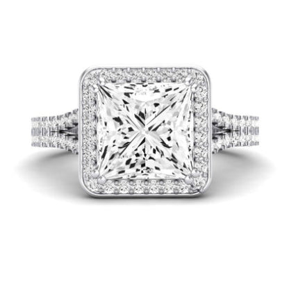 Tea Rose Moissanite Matching Band Only (does Not Include Engagement Ring) For Ring With Princess Center whitegold