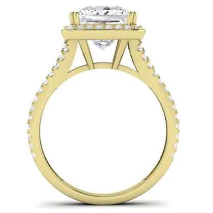 Tea Rose Moissanite Matching Band Only (does Not Include Engagement Ring) For Ring With Princess Center yellowgold