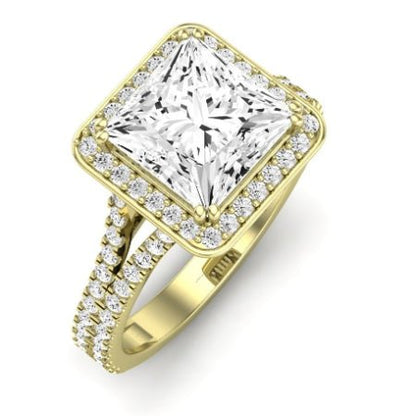 Tea Rose Moissanite Matching Band Only (does Not Include Engagement Ring) For Ring With Princess Center yellowgold