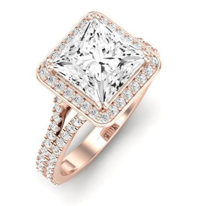 Tea Rose Moissanite Matching Band Only (does Not Include Engagement Ring) For Ring With Princess Center rosegold
