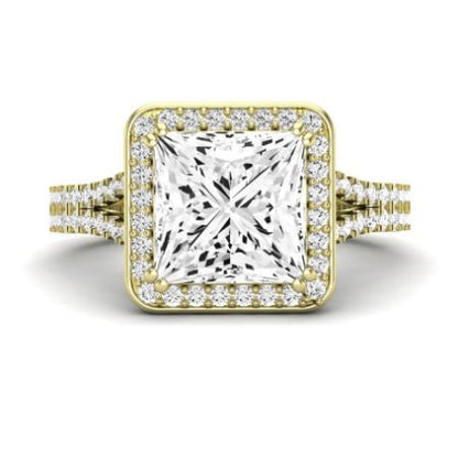 Tea Rose Moissanite Matching Band Only (does Not Include Engagement Ring) For Ring With Princess Center yellowgold
