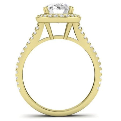 Tea Rose Moissanite Matching Band Only (does Not Include Engagement Ring) For Ring With Oval Center yellowgold
