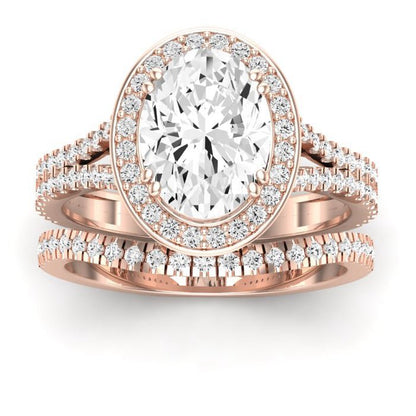 Tea Rose Moissanite Matching Band Only (does Not Include Engagement Ring) For Ring With Oval Center rosegold