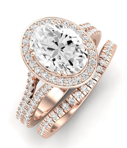 Tea Rose Oval Moissanite Bridal Set rosegold