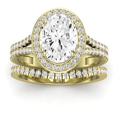 Tea Rose Oval Moissanite Bridal Set yellowgold