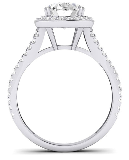 Tea Rose Oval Moissanite Engagement Ring whitegold