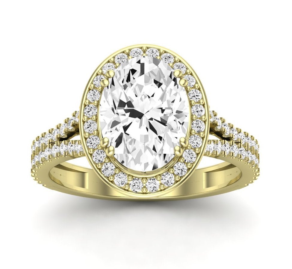 Tea Rose Oval Moissanite Engagement Ring yellowgold