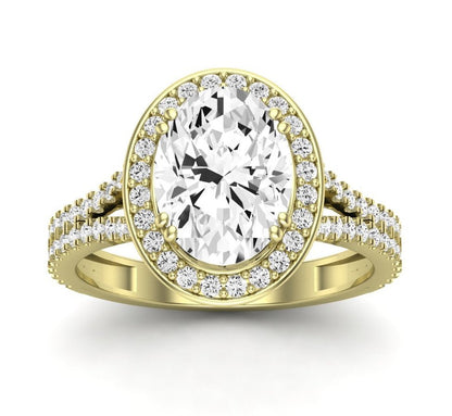 Tea Rose Oval Moissanite Engagement Ring yellowgold
