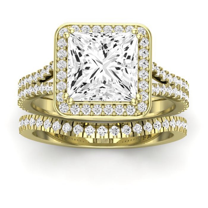 Tea Rose Princess Moissanite Bridal Set yellowgold