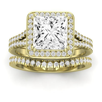 Tea Rose Princess Moissanite Bridal Set yellowgold