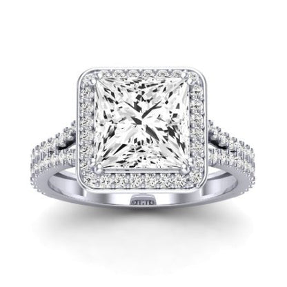 Tea Rose Princess Moissanite Bridal Set whitegold