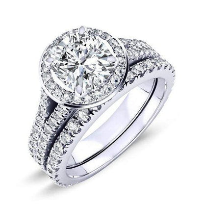 Tea Rose Round Moissanite Bridal Set whitegold