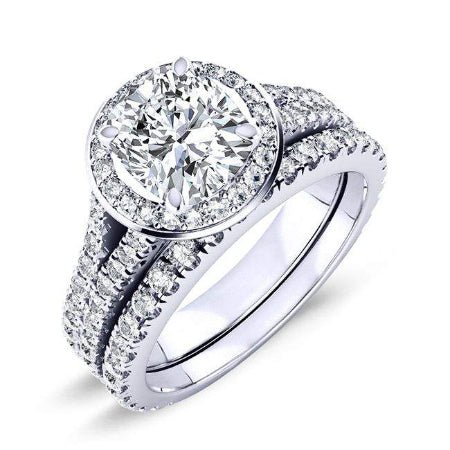 Tea Rose Round Moissanite Bridal Set whitegold