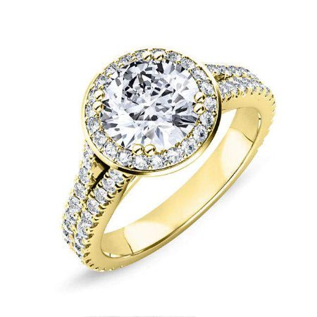 Tea Rose Round Moissanite Engagement Ring yellowgold