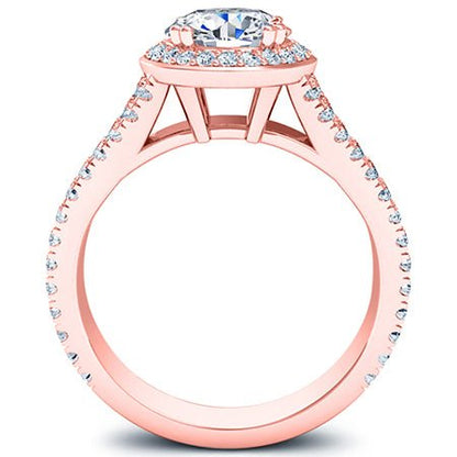 Tea Rose Round Moissanite Engagement Ring rosegold