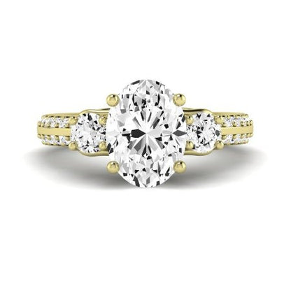Thistle Diamond Matching Band Only ( Engagement Ring Not Included) For Ring With Oval Center yellowgold