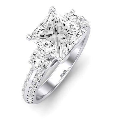 Thistle Diamond Matching Band Only (does Not Include Engagement Ring) For Ring With Princess Center whitegold