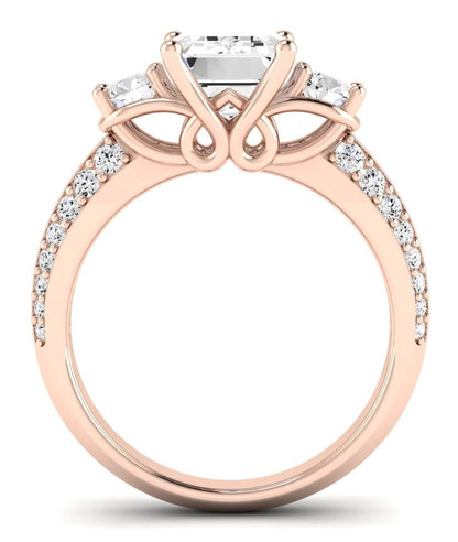 Thistle Emerald Diamond Engagement Ring (Lab Grown Igi Cert) rosegold