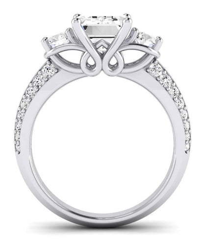 Thistle Emerald Diamond Engagement Ring (Lab Grown Igi Cert) whitegold