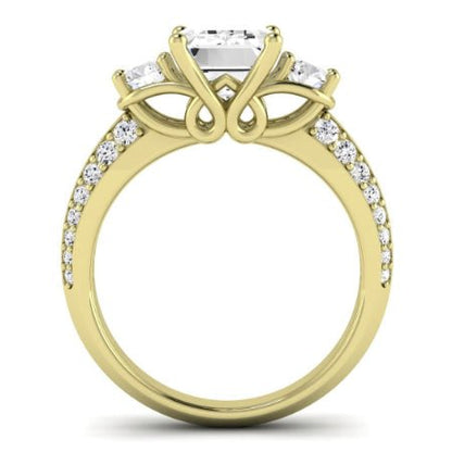 Thistle Emerald Moissanite Bridal Set yellowgold