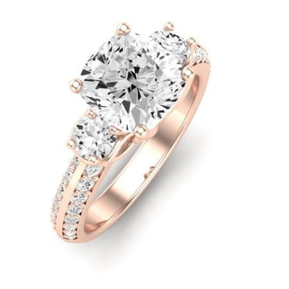 Thistle Moissanite Matching Band Only (does Not Include Engagement Ring) For Ring With Cushion Center rosegold