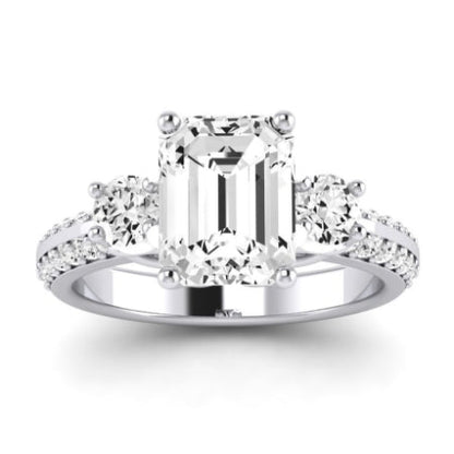 Thistle Moissanite Matching Band Only ( Engagement Ring Not Included) For Ring With Emerald Center whitegold