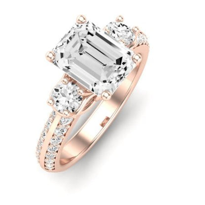 Thistle Moissanite Matching Band Only ( Engagement Ring Not Included) For Ring With Emerald Center rosegold