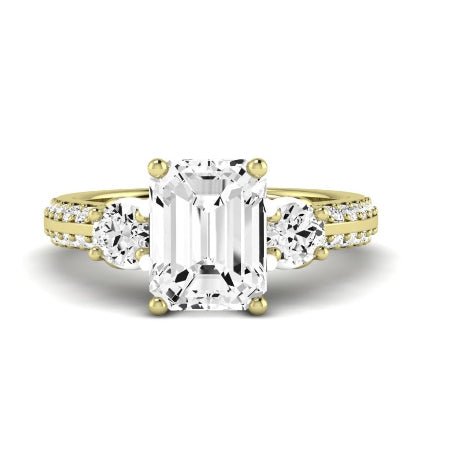 Thistle Moissanite Matching Band Only ( Engagement Ring Not Included) For Ring With Emerald Center yellowgold