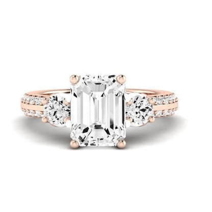 Thistle Moissanite Matching Band Only ( Engagement Ring Not Included) For Ring With Emerald Center rosegold