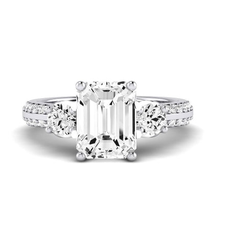 Thistle Moissanite Matching Band Only ( Engagement Ring Not Included) For Ring With Emerald Center whitegold
