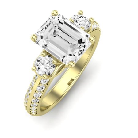 Thistle Moissanite Matching Band Only ( Engagement Ring Not Included) For Ring With Emerald Center yellowgold