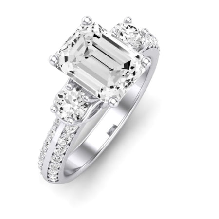 Thistle Moissanite Matching Band Only ( Engagement Ring Not Included) For Ring With Emerald Center whitegold