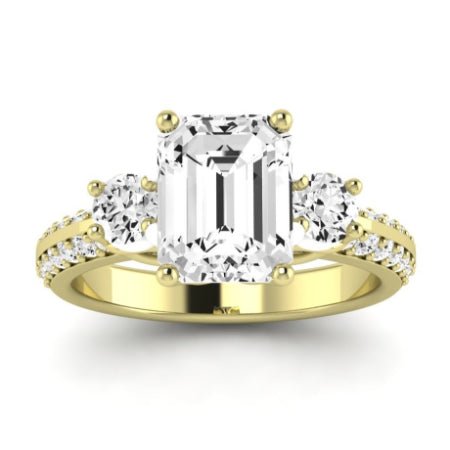 Thistle Moissanite Matching Band Only ( Engagement Ring Not Included) For Ring With Emerald Center yellowgold