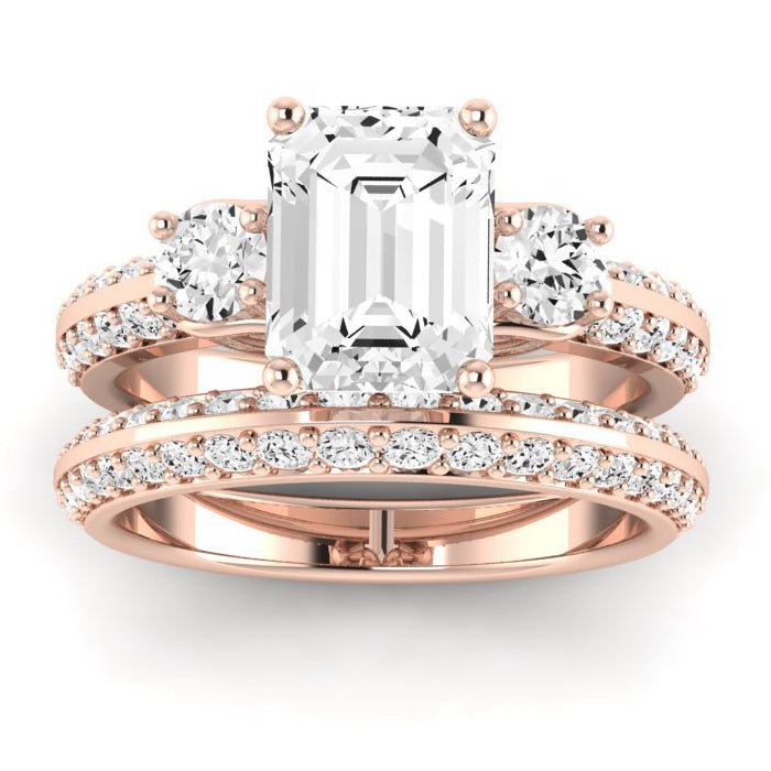 Thistle Moissanite Matching Band Only ( Engagement Ring Not Included) For Ring With Emerald Center rosegold