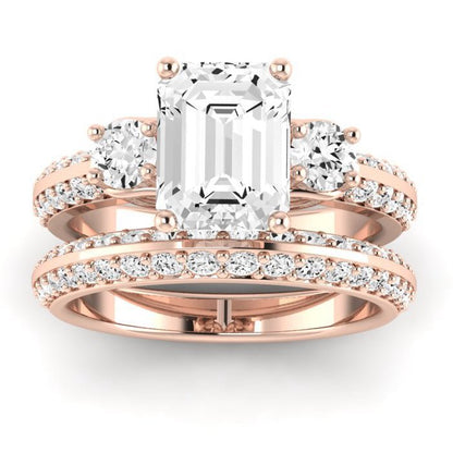 Thistle Moissanite Matching Band Only ( Engagement Ring Not Included) For Ring With Emerald Center rosegold