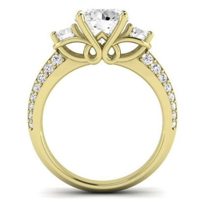 Thistle Moissanite Matching Band Only (does Not Include Engagement Ring) For Ring With Round Center yellowgold