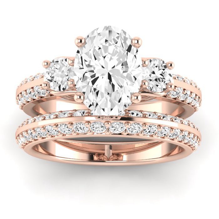 Thistle Oval Moissanite Bridal Set rosegold