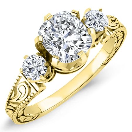 Tuberose Cushion Moissanite Bridal Set yellowgold