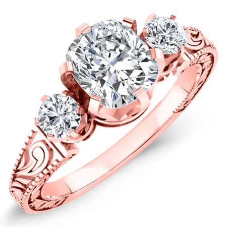 Tuberose Cushion Moissanite Bridal Set rosegold
