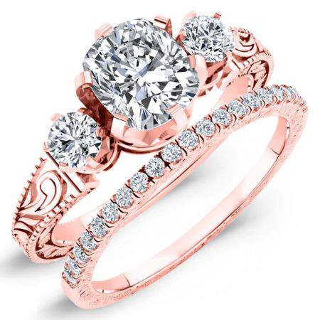 Tuberose Cushion Moissanite Bridal Set rosegold