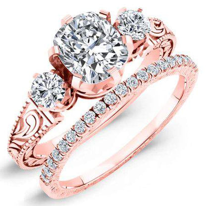 Tuberose Cushion Moissanite Bridal Set rosegold