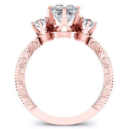 Tuberose Moissanite Matching Band Only (engagement Ring Not Included) For Ring With Princess Center rosegold