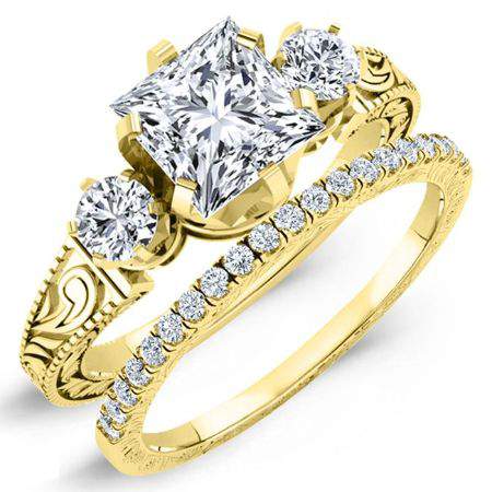 Tuberose Princess Moissanite Bridal Set yellowgold