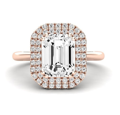 Tulip Emerald Diamond Engagement Ring (Lab Grown Igi Cert) rosegold