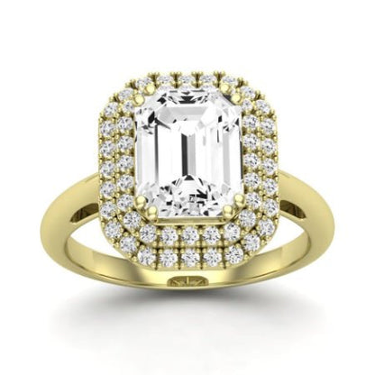 Tulip Emerald Moissanite Bridal Set yellowgold